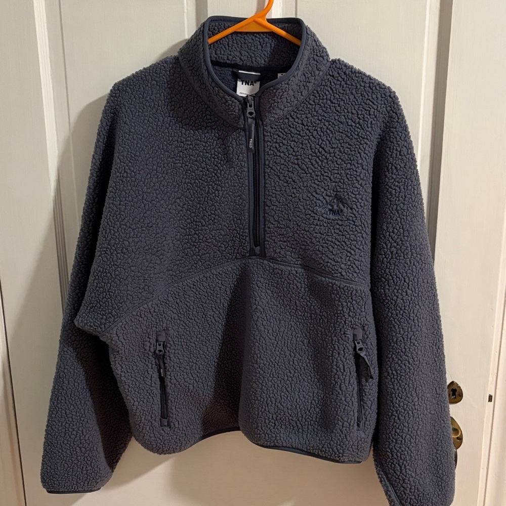 Aritzia TNA Polartec Vintage Navy Fleece Hi-Hip Half Zip